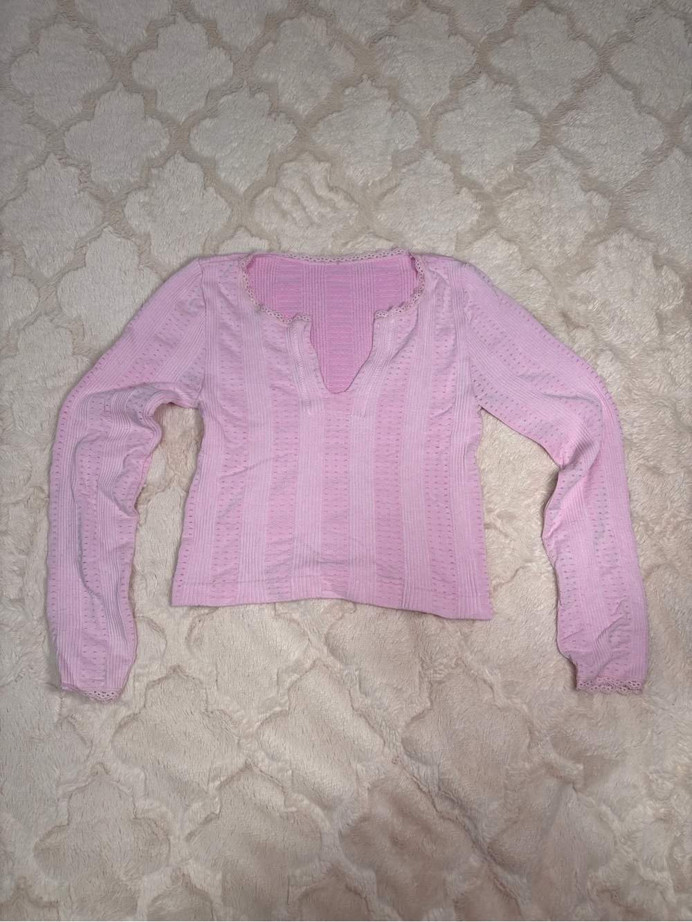 Light Pink Knit Long Sleeve Top